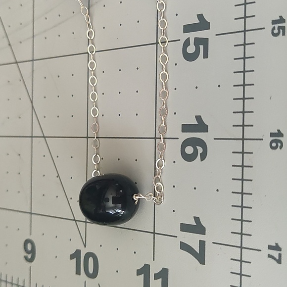 Necklace and earrings set, onyx and 925,17 inches - Picture 6 of 9